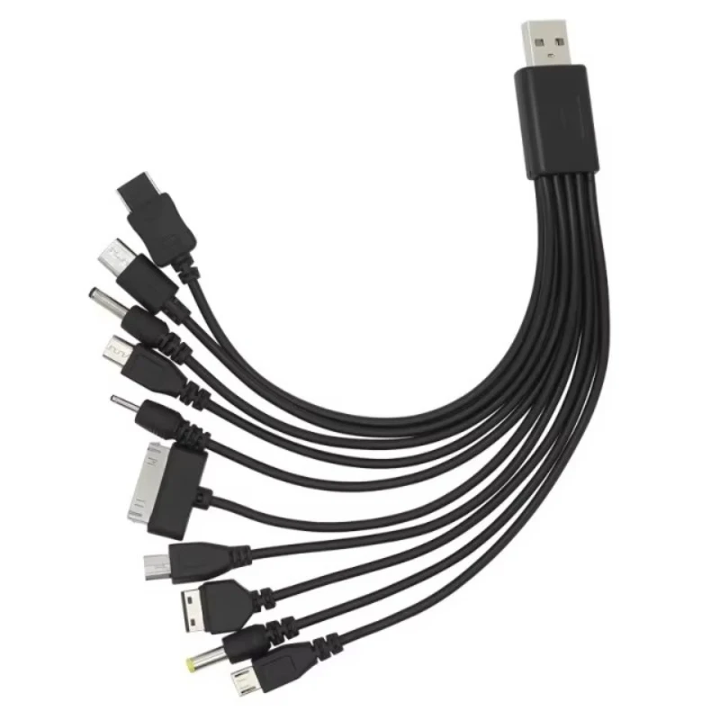 1-12pcs Universal USB To Multi Plug Cell Phone Charger Cable 10 to 1 USB Cable For Xiaomi Huawei Google  Charger Cable