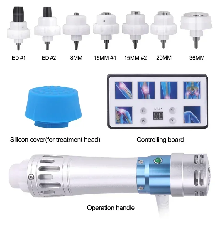 Portable Ballistic Shock Wave Massager 7 Heads Touch Screen for Home Physiotherapy