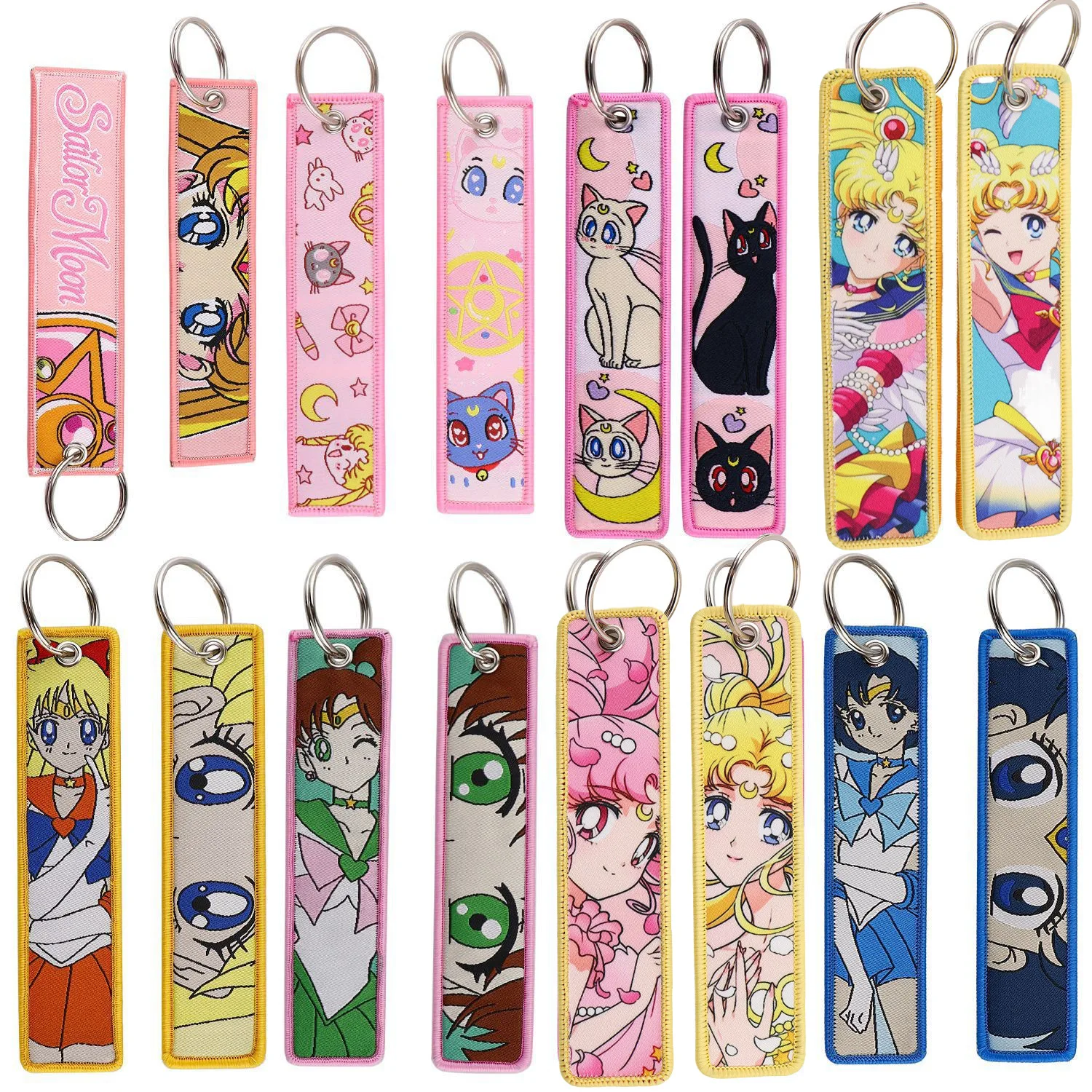 Llaveros con Bordado de Anime Sailor Moon, Etiquetas de Llaves Modernas, Llaveros para Mujeres y Hombres, Llavero para Coche, Accesorios de Cosplay, Juguetes, Regalo