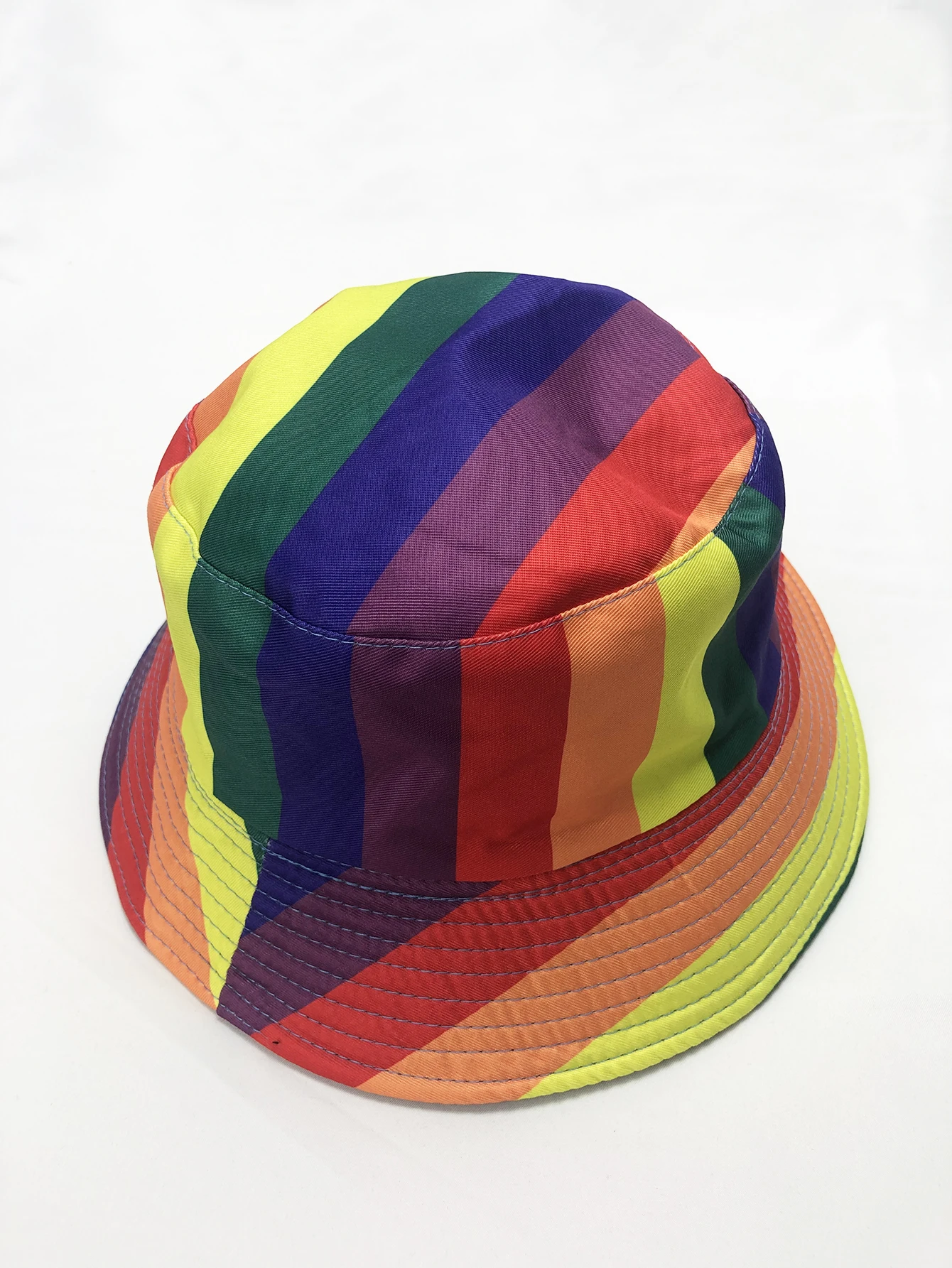 Rainbow striped fisherman hat, outdoor sun shading and sun protection bucket hat, versatile, new