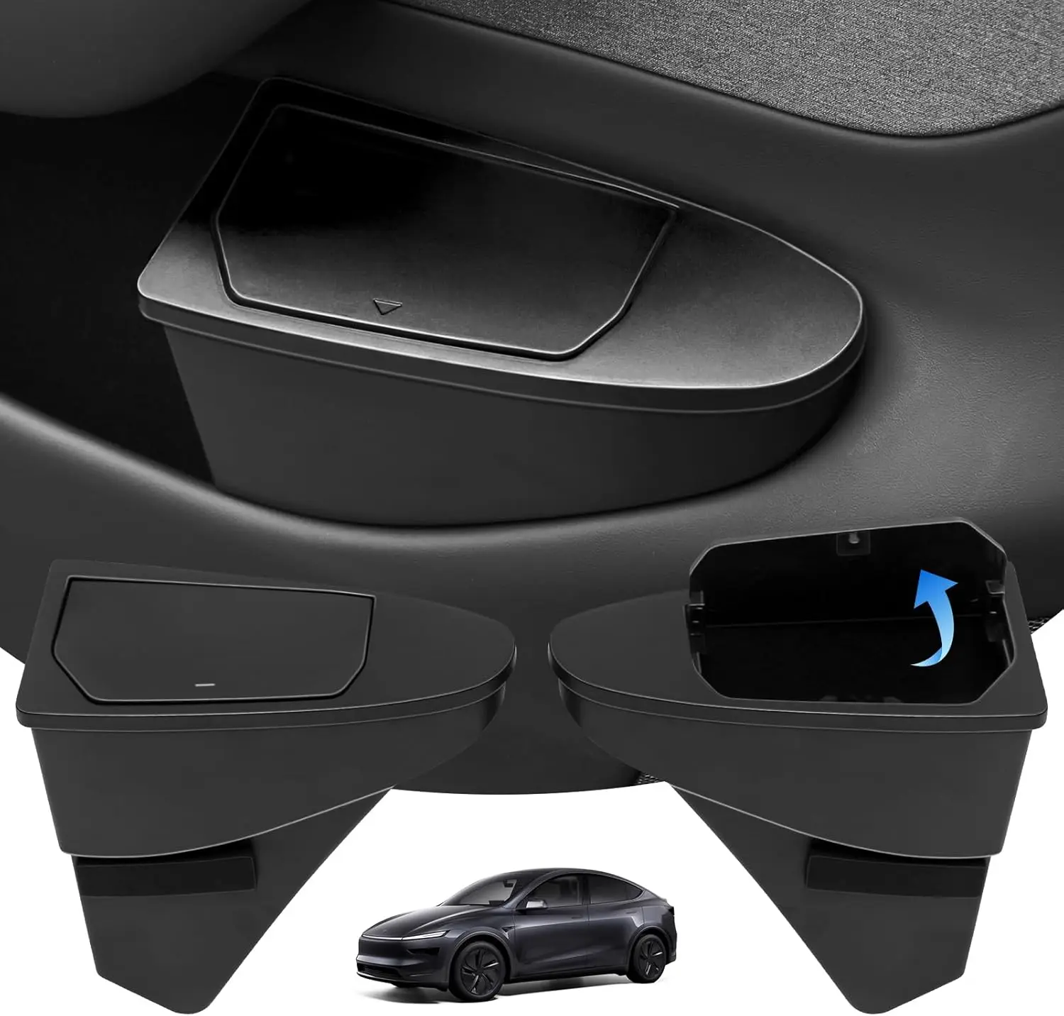 

Built-in Front-Seat Car Garbage Bin with Push-Open Lid, Waterproof ABS Door Organizer Insert for Vehicles