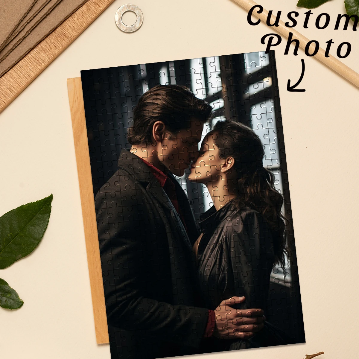 1pc Custom Photo Single Portrait Wooden Jigsaw Puzzle,Ideal Anniversary,Wedding,Birthday,Valentine Gift For Family Friends
