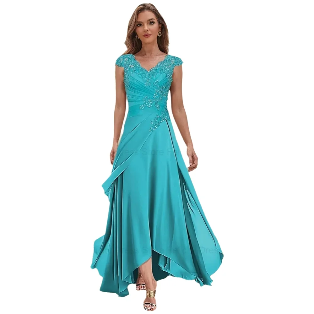 FELICITY Maßgeschneidertes Paillettenkleid Exquisites Brautmutterkleid A-Linie V-Ausschnitt Applikationen Hochzeitsgast-Partykleid Abendkleider