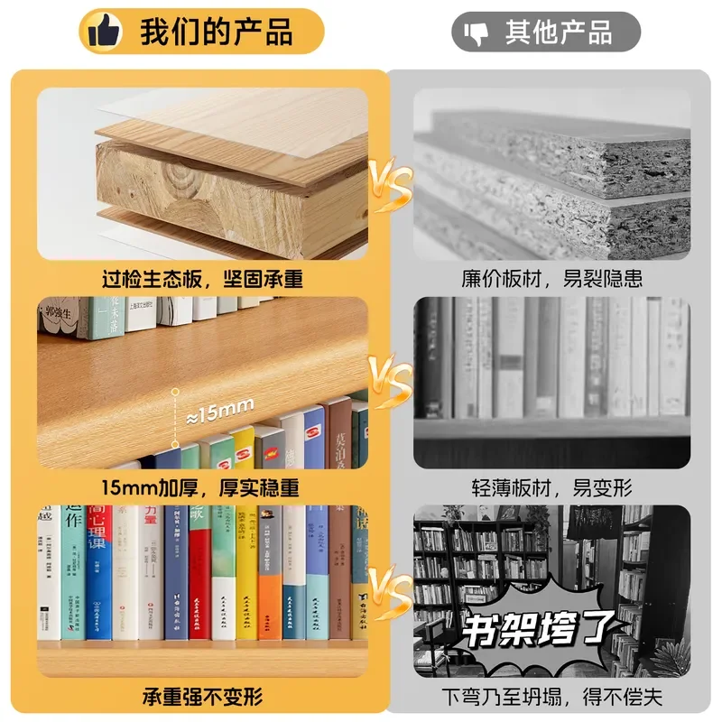Solid Wood Corner Bookshelf Floor to Ceiling Living Room Wall Storage Cabinet Multi Layer Bookcase for Students and Children