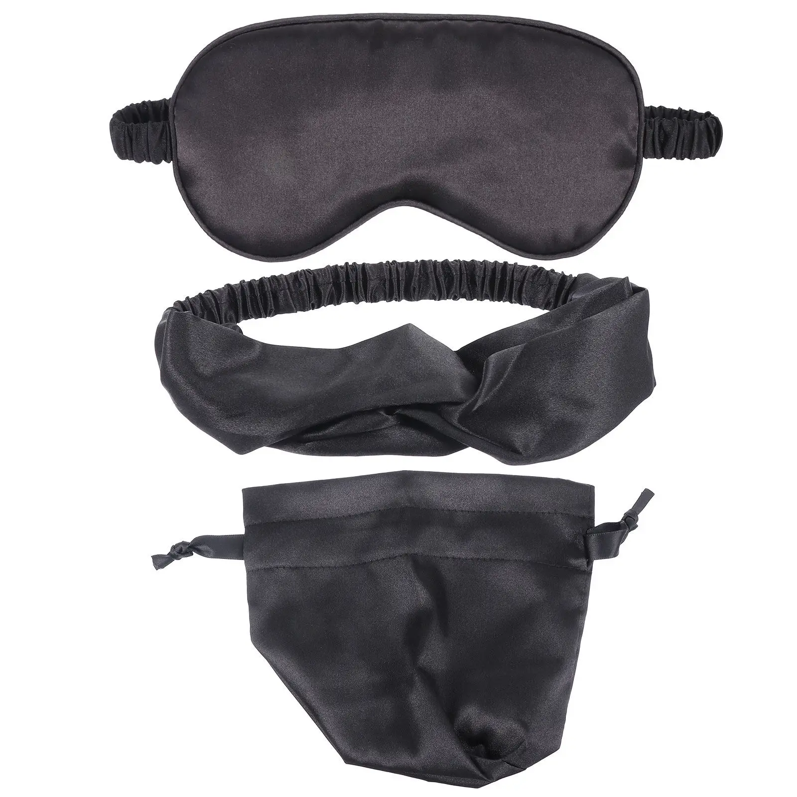 

1Set Sleeping Mask Kit with Hairband and Pouch Soft Breathable Eye Cover for Women Ideal for Travel Home Hotel Relaxation