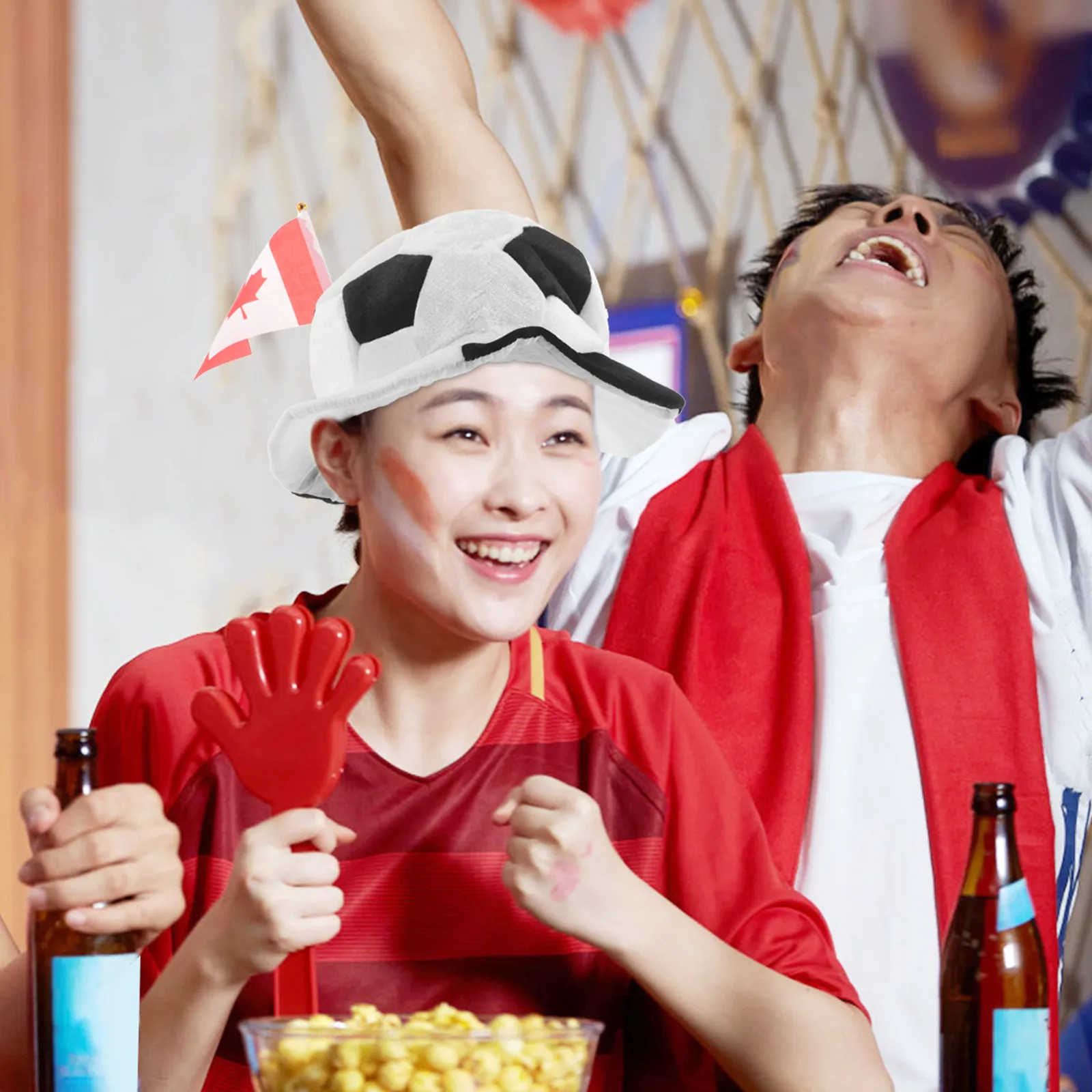 Gorro de Balón de Fútbol con Bandera de Canadá, Divertido Gorro Deportivo para Fanáticos, Disfraz para Carnaval, Día de Fútbol, Fiesta de Cumpleaños