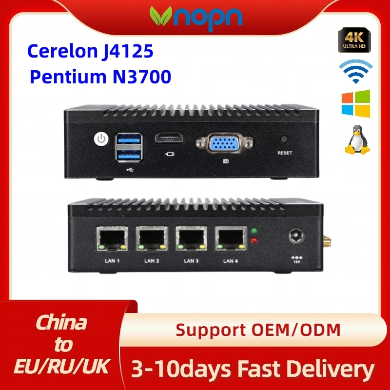 Enrutador suave pfSense Firewall 4x Intel 2,5G i225, Mini PC Industrial sin ventilador HD2.0 OPNsense PVE ESXi