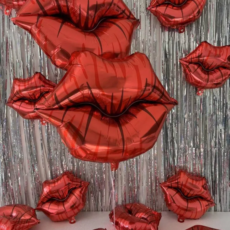 

10Pcs Red Lip Foil Balloon Lips Shaped Balloon Valentine's Day Wedding Engagement Room Party Decorations Gifts for The New Year