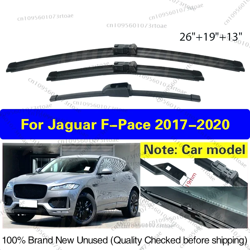 

For Jaguar F-PACE 2017 2018 2019 2020 26"+19"+13" Front Rear Wiper Blades Brushes Cutter Clean Window Rain Brush Car Accessories