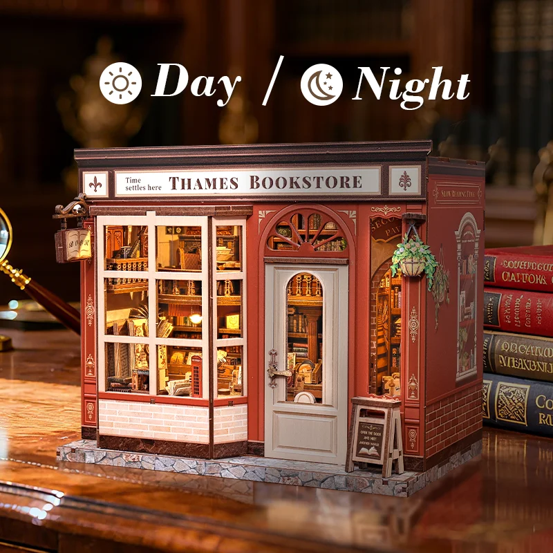 CUTEBEE DIY Miniature House Book Nook Kit Laser Cut Wooden Puzzle for Adult Creative Bookshelf Insert Home Desk Decor Unique