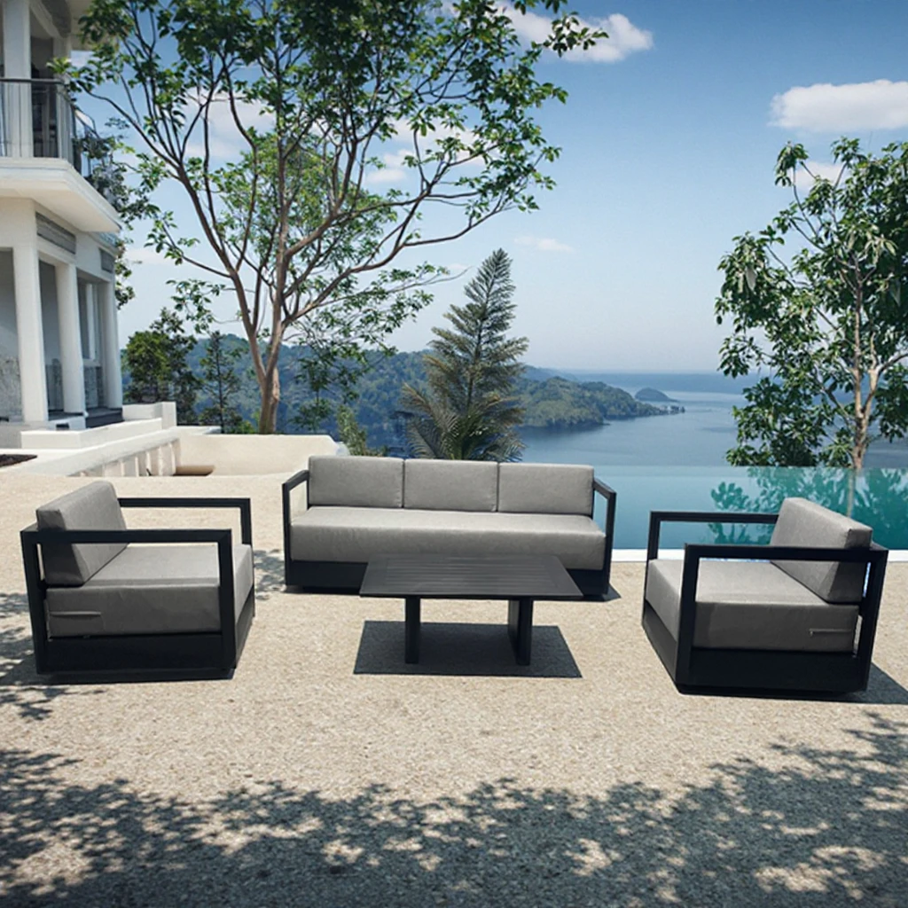 High Quality Durable Outdoor Furniture Villa Garden Modern Waterproof Aluminum Outdoor Sofa Set
