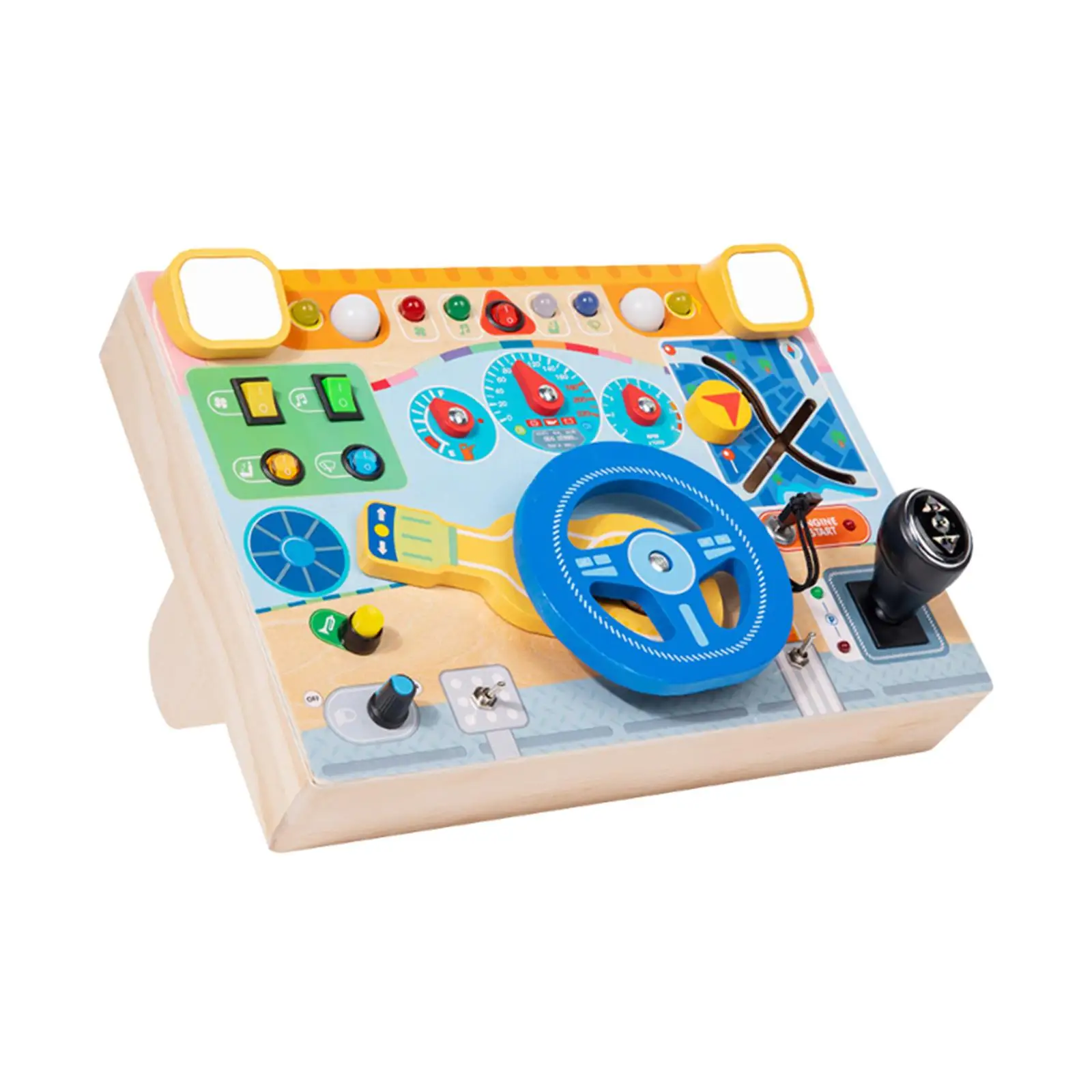 Volante de carro brinquedo habilidades motoras aprendizagem precoce ocupado placa brinquedo viagem com interruptor luz para crianças pré-escolar presente aniversário