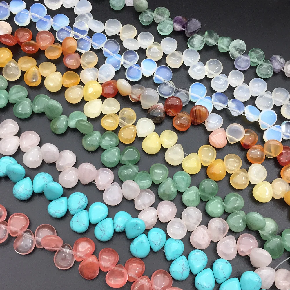 

Natural crystal semi-precious stone 10 * 12mm horizontal hole flat water drop petals DIY handmade materials jewelry accessories