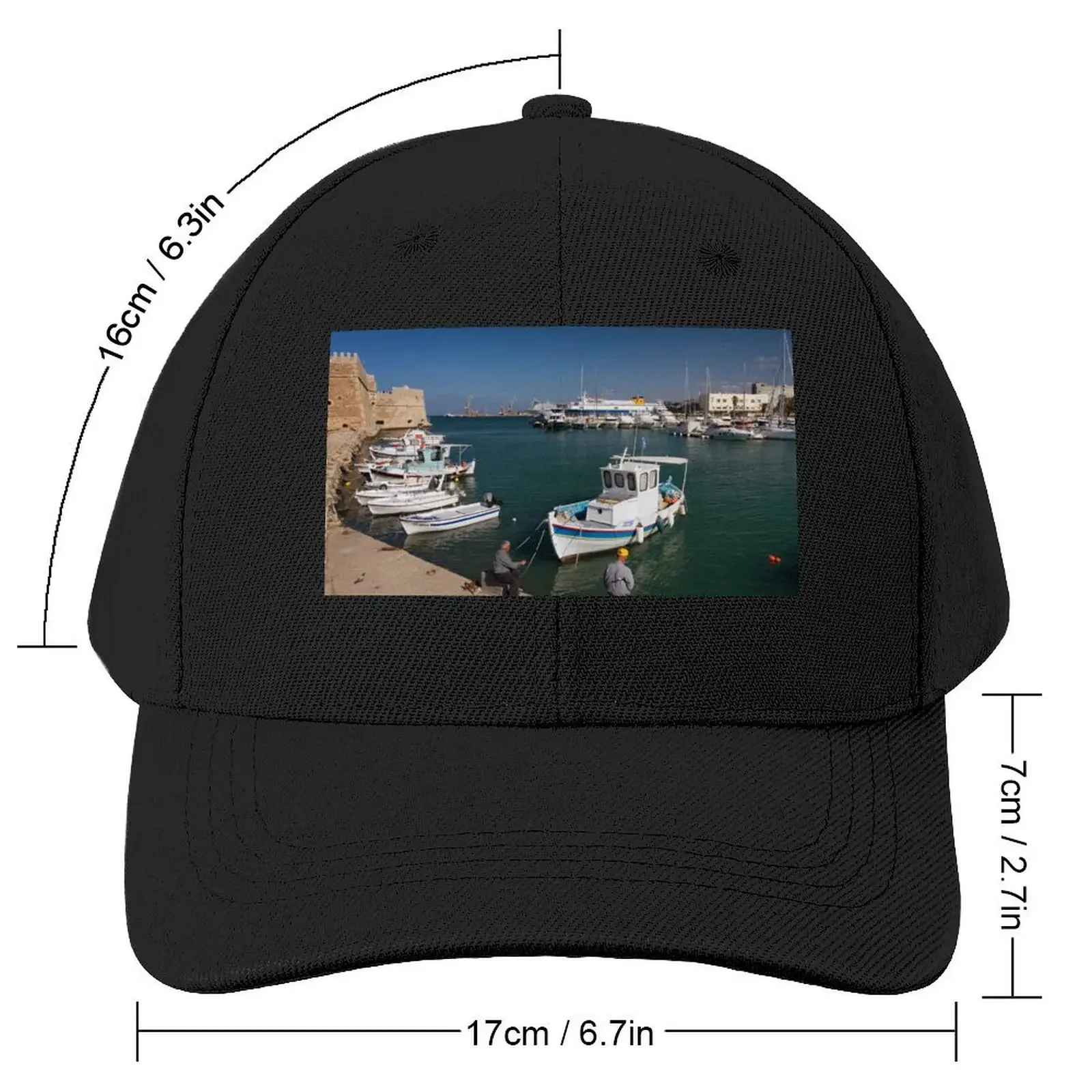 Venetian Harbour, Heraklion, Crete, Greece Baseball Cap Military Cap Man Luxury Hat Elegant Women's Hats Men's