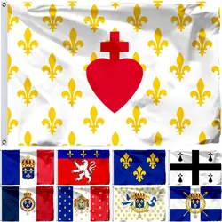 France Drapeau Royaliste Flag 90X150CM Banniel Breizh 2.1 3X5FT Cross Burgundy (Template) Banner