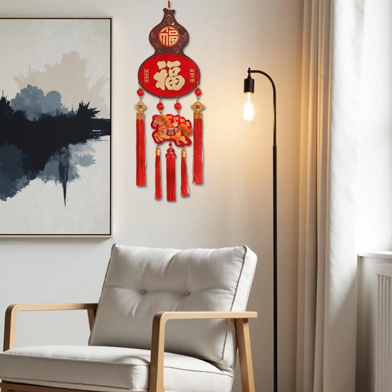 

2026 Chinese New Year Ornament Gourd Shaped Fu Character Sturdy Spring Festival Party Supplies for Office Wall Window Door