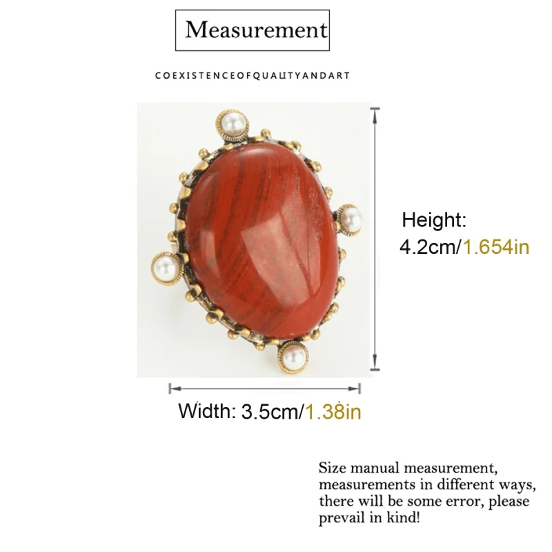 Vintage Alien Coral Red Stone Rings For Woman Luxury Pearls Art Deco Jewelry Girls Fashion Party Brand High Quality Gift New - view 6