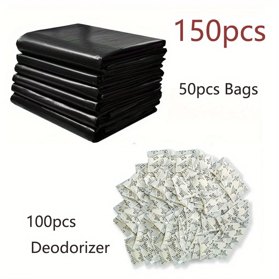 

150Pcs Portable Camping Toilet Kit: 50 Garbage Bags + 100 Toilet Gel Packs. Fits standard 18.93L buckets, perfect for camping, h