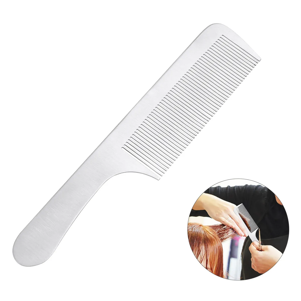 1Pcs High Quality Titanium Steel Hair Comb Anti-Static Smoothing Comb Professional Barber Hairdressing Tool 22x5cm Silver