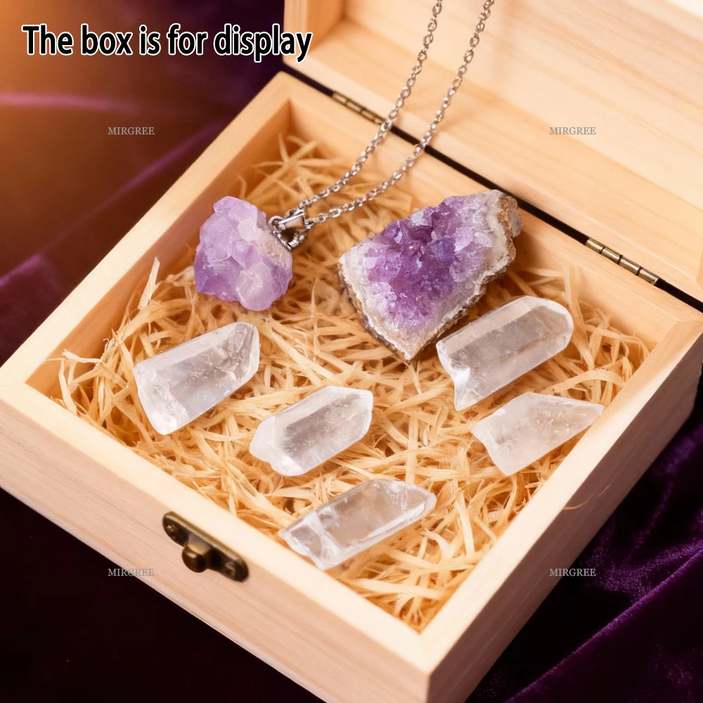 1set Amethyst Cluster Pendant+White Crystal Column - Suitable for Meditation, Chakra Healing, Witchcraft, Home Decoration