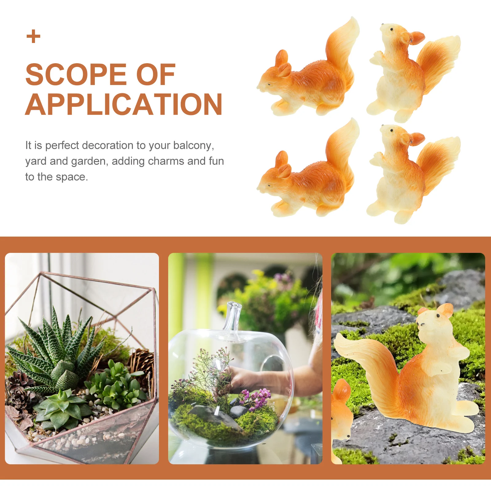 

4Pcs Cute Squirrel Decorations Tiny Resin Animal Figurines for Garden Landscape Ornaments