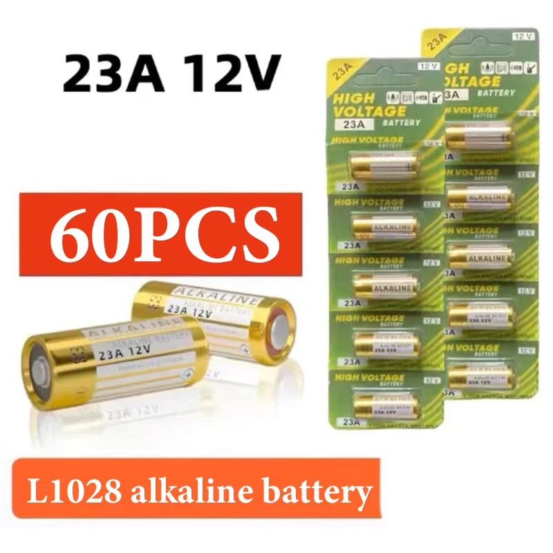 60PCS 12V Alkaline Battery A23 23A 23GA A23S E23A EL12 MN21 MS21 V23GA L1028 GP23A LRV08 for Remote Control Doorbell Dry Cell