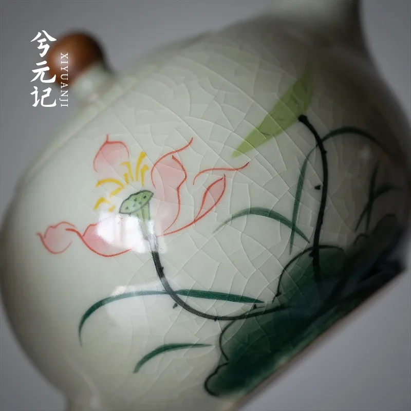 

Ge Yao Hand-Painted Lotus Flower, Xishi Teapot, Single Pot Ceramic Teapot, Brewing Tea For Home Use, 2025 New Tea Kettle