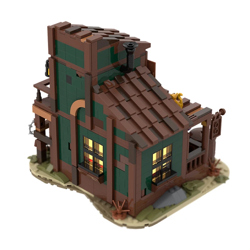 Medieval Castle Model MOC Building Bricks Retro Old West House Modular Technology Gifts Holiday Assemble Children Toys Suit