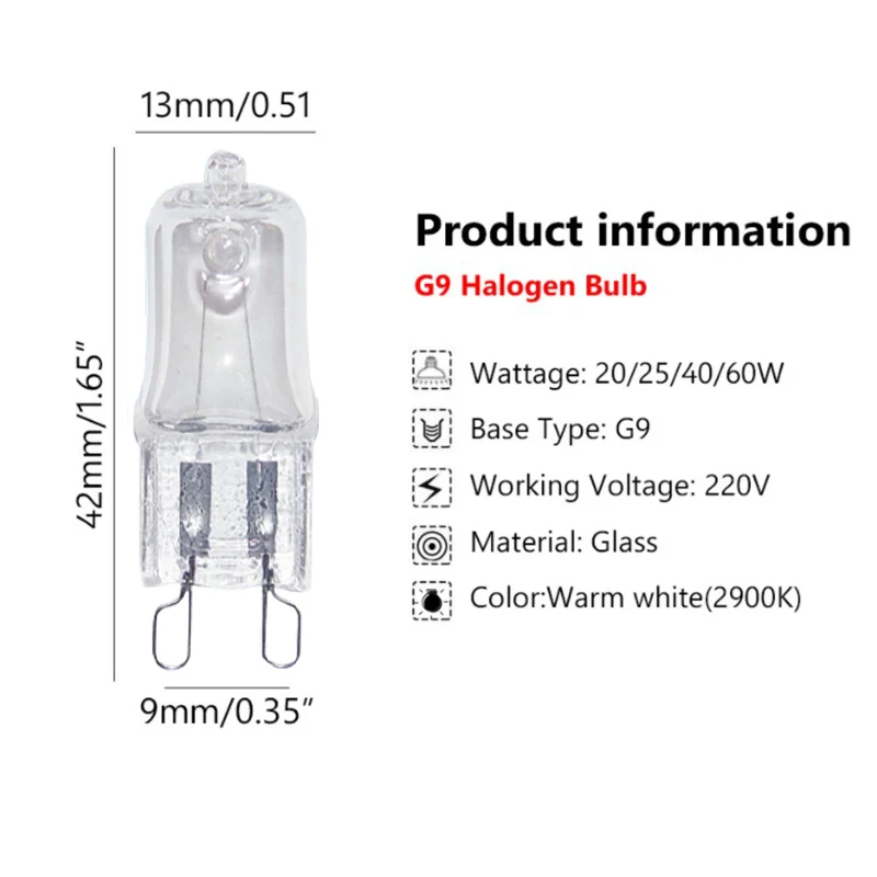 10 шт., лампочка для духовки, цоколь G9, высокотемпературная лампочка, устройство для Пароварки, мощность 25 Вт, 28 Вт, 40 Вт, 60 Вт
