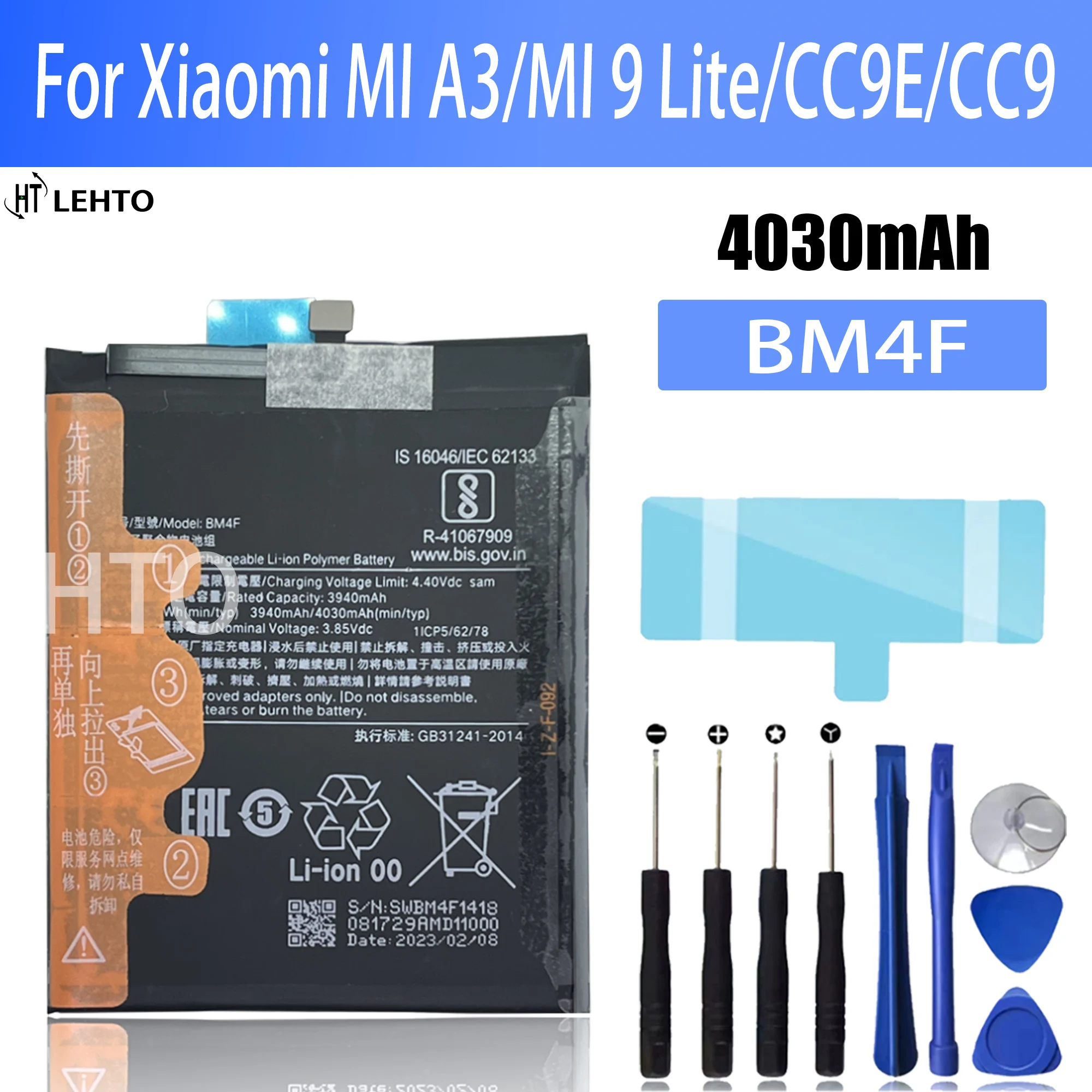 100% high capacity Battery BM4F 4030mAh For Xiaomi Mi A3 CC9 CC9e Mi 9 Lite Mi9 Lite Replacement Batteries Bateria