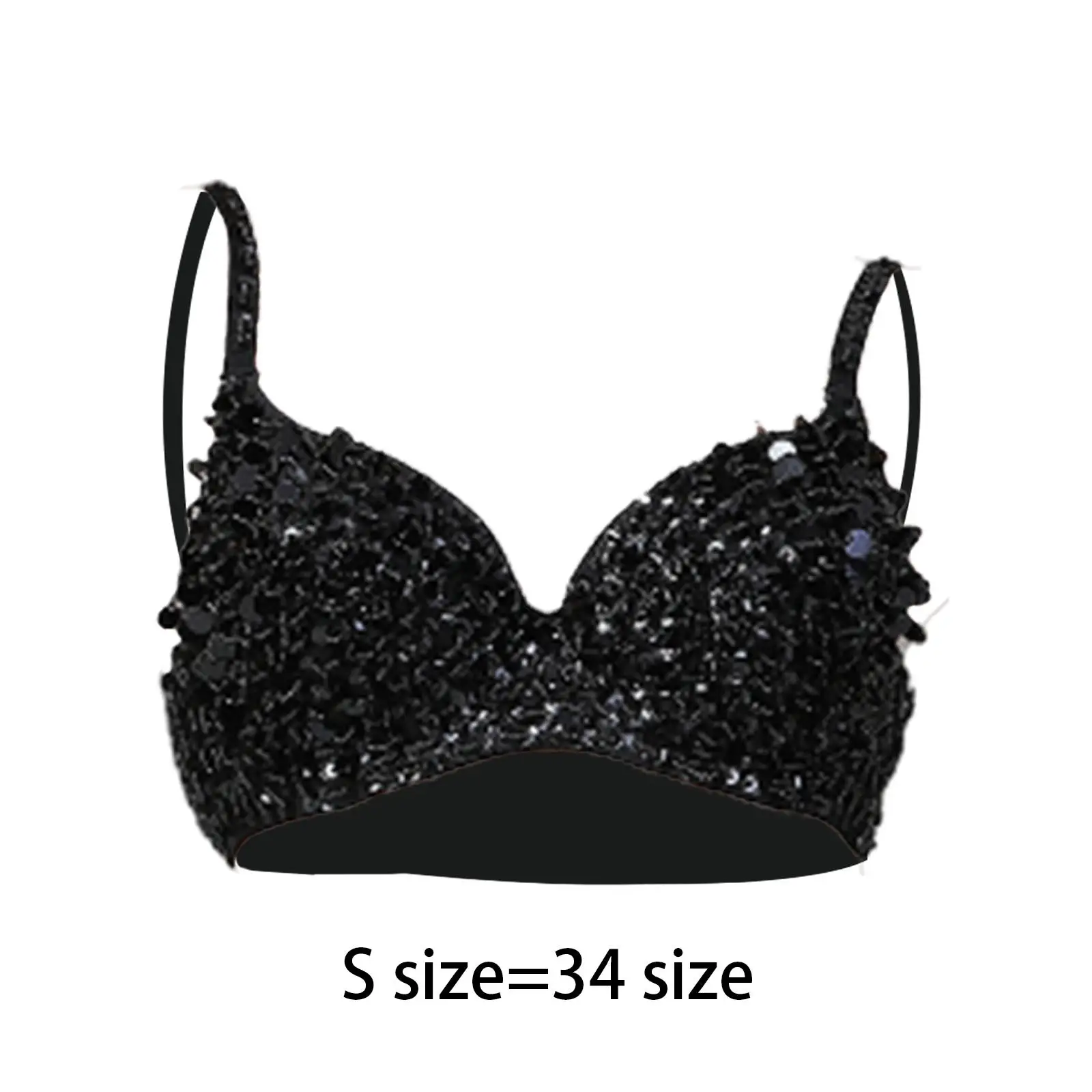 Women Sequin Corset Top Push Up Bra with Adjustable Buckles Sparkly Festival Rave Tank Handmade Beaded Performance Stage Outfit