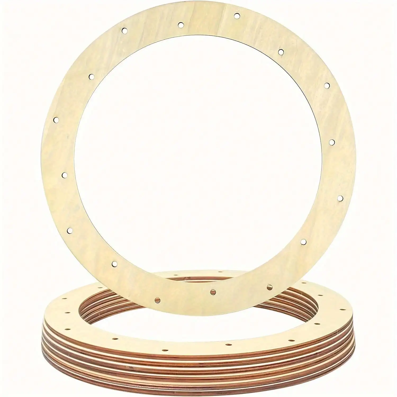 6pcs 12 Inch Unpainted Wooden Wreath Rings Crafts Hanging Floral Hoop Garland Wood Wreath Frames For Home Decor (16 Holes)