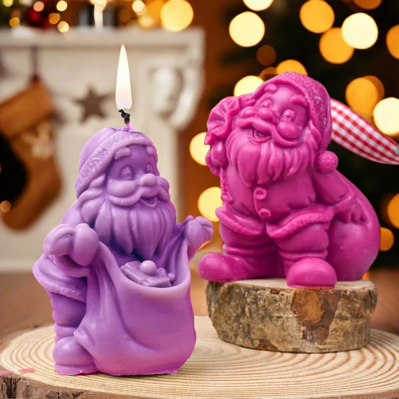 Santa Claus Candle Silicone Mold DIY Handmade 3D Christmas Craft Gifts Plaster Aromath Soap Casting Mould Home Party Ornament