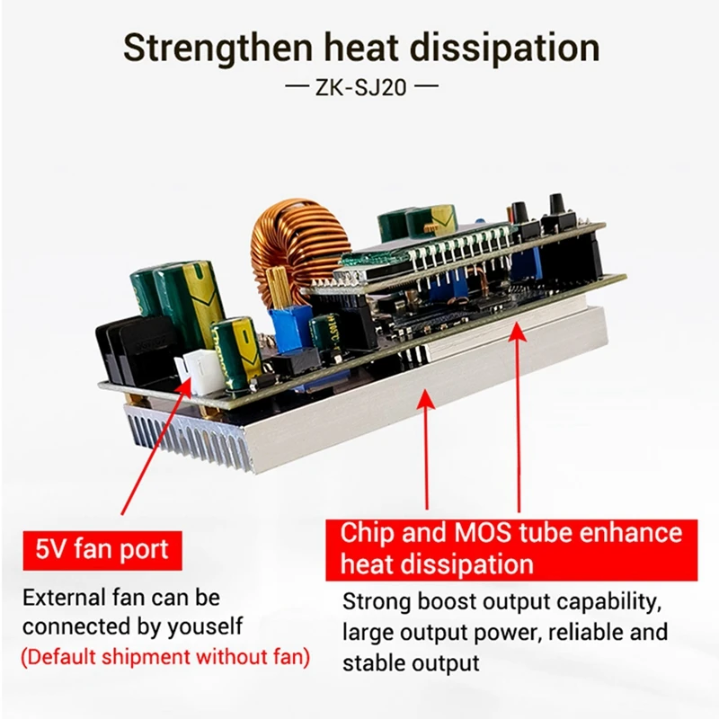 2X ZK-SJ20 Automatic Step Up Down Module MPPT With LCD Display Buck Boost Converter Power Supply Module Adjustable Board