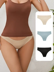 3 Pcs Seamless Low Waisted Breathable And Comfortable Ice Silk Women'S Triangle Underwear