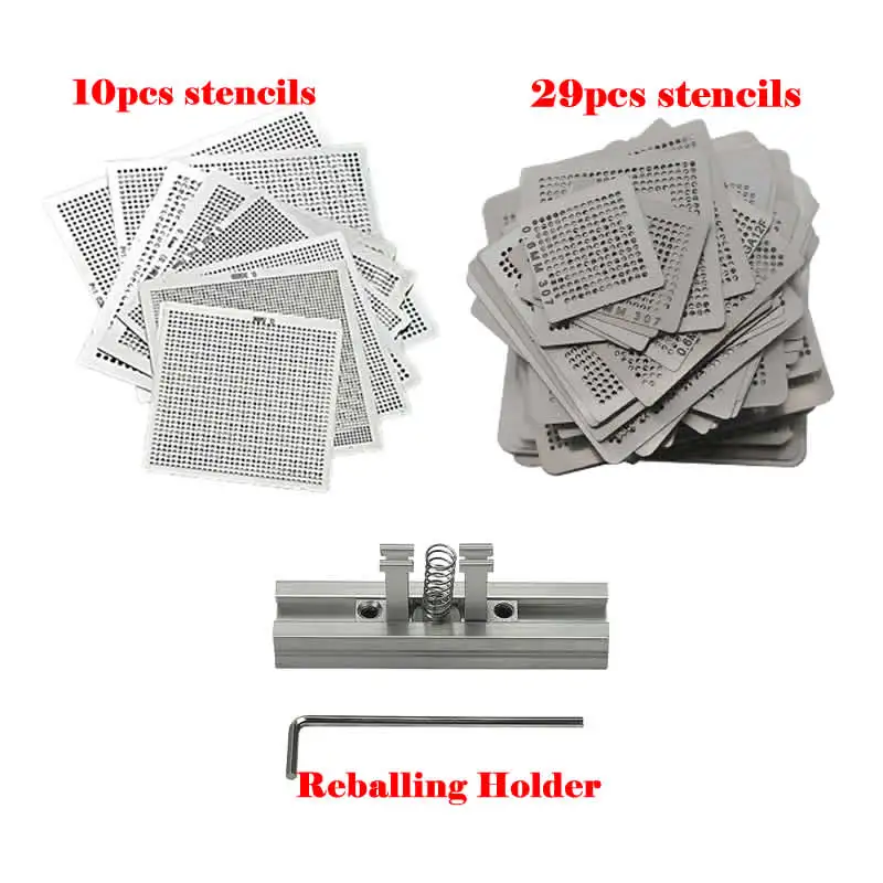 

LY Universal BGA Reballing Direct Heated Stencils with Reballing Station Stencils Holder Template Heated Fixture Jig Kit 29pcs