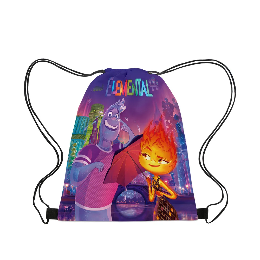 MINISO Disney 3D New Elemental Drawstring Pocket Portable Outdoor Student Drawstring Bag  Beautiful Fashion Accessories