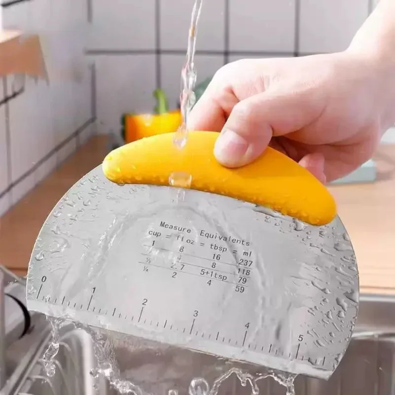 الفولاذ المقاوم للصدأ مع مقياس الخبز البيتزا قاطع العجائن المعجنات مكشطة عجينة سكين المطبخ المنزلية كعكة الخبز مكشطة أداة الخبز