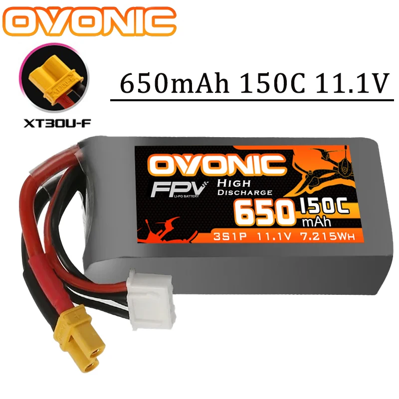 OVONIC 650mAh 3S 11.1V 95C Lipo Battery With XT30 Plug For RC Helicopter Quadcopter FPV Racing Drone Parts 11.1V Battery