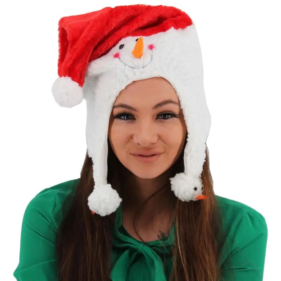 

Female Soft Snowman Face Christmas Hat Men Xmas Santa Claus Costume Prop Cap