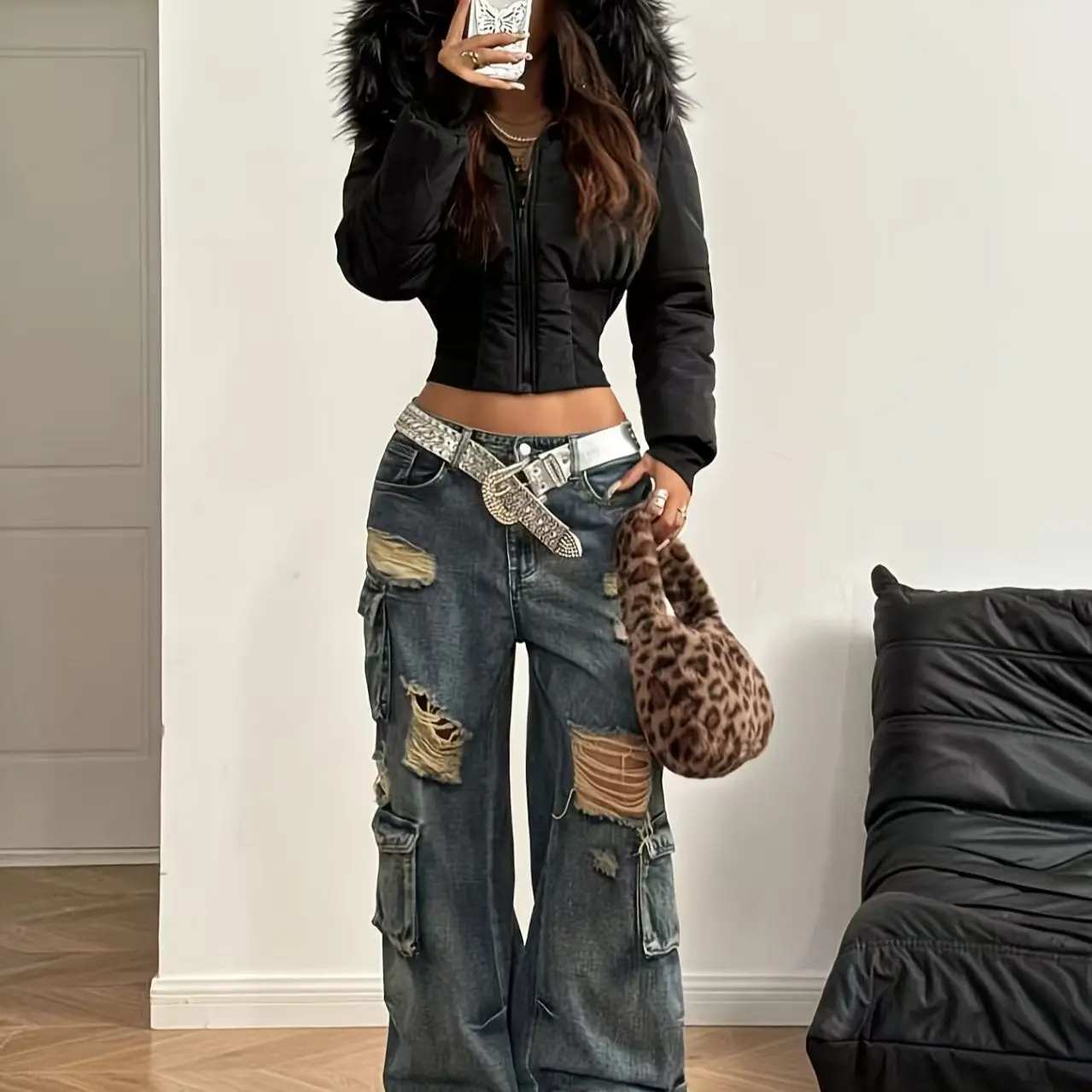 Y2K ريترو الخريف والشتاء ملابس قطنية 2025 الهيب هوب موضة المرأة الشتاء الشارع نمط الأساسية معطف مبطن #5