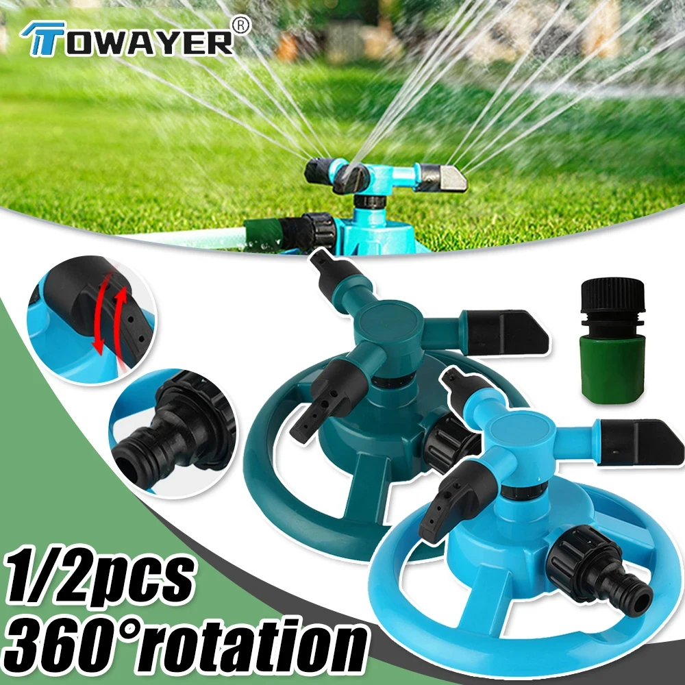 

Towayer 360° Automatic Rotating Garden Lawn Water Sprinklers System Quick Lawn Rotating Nozzle Garden Yard Irrigation Supplies