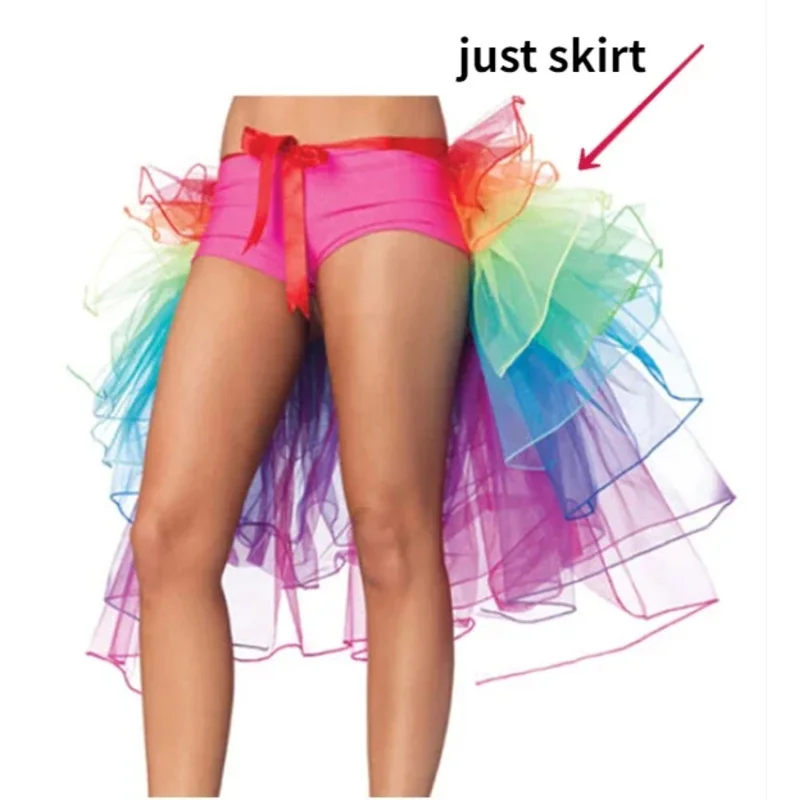 تنورة توتو باليه بذيل قوس قزح للسيدات للنساء أزياء تنكرية للهالوين فستان منفوش للرقص المسرحي