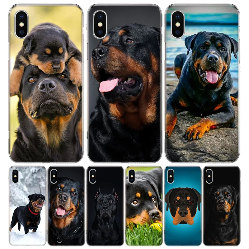 Cute Rottweiler Dog For iPhone 16 15 14 13 12 11 Pro Max Phone Case X XS XR 7 Plus Print 8 SE Apple Fundas Cover Coque 11 15 13 