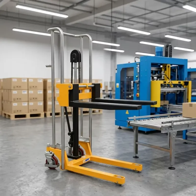 400kg Portable Hydraulic Pallet Lift 850 1200 1500mm Chrome Frame Manual Forklift Stacker with Sliding Fork Bar