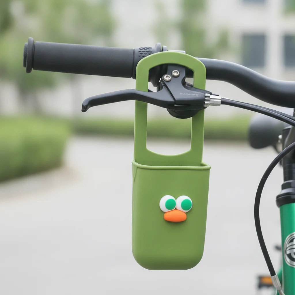 Cute Silicone Cup Holders Cartoon Face Large Capacity Baby Stroller Cup Rack Bottle Storage Bag with Drainage Holes
