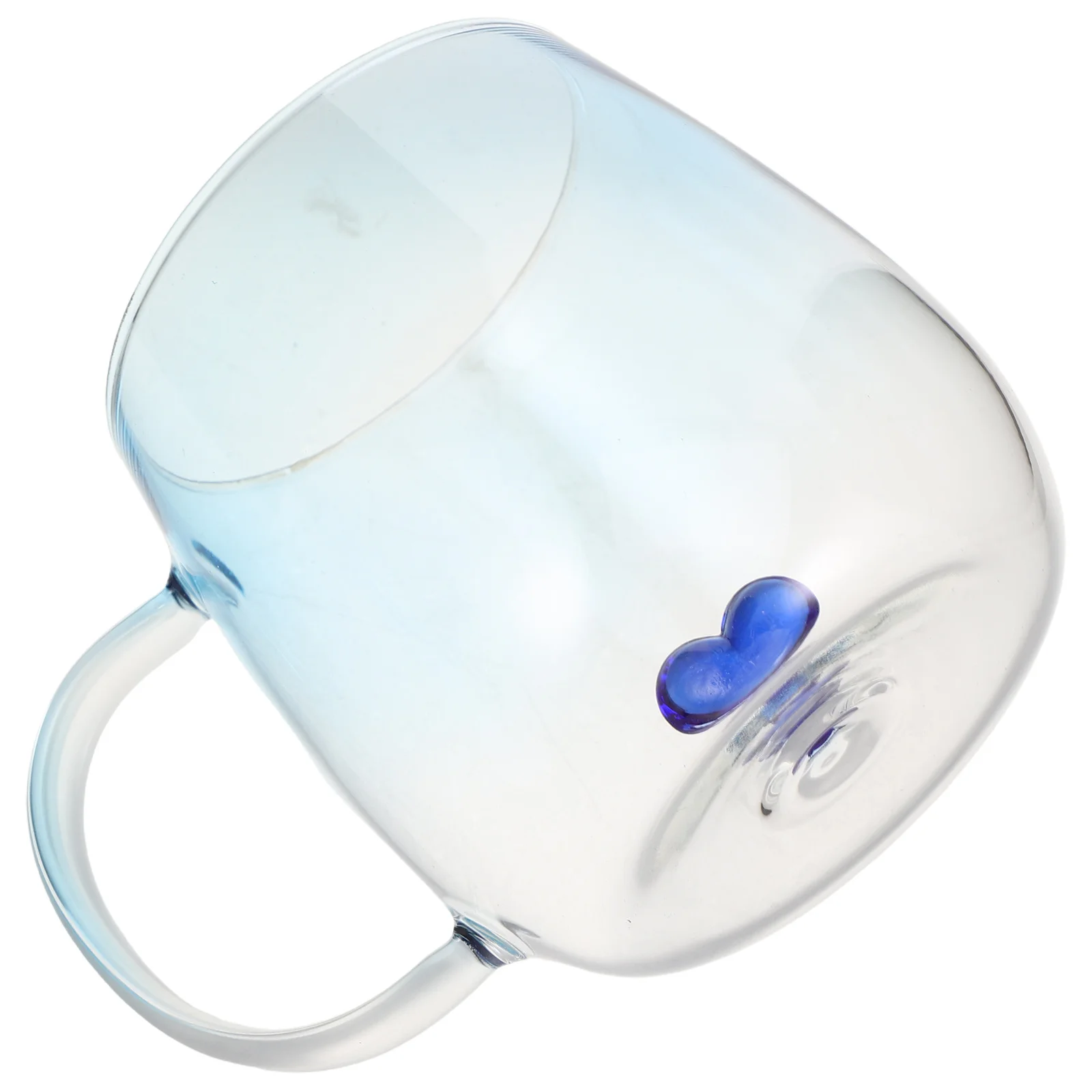 

Romantic Gradient Creative Coffee Mug Single Layer Transparent Glass Heart Shape Design Milk Juice Breakfast Cup Decorative