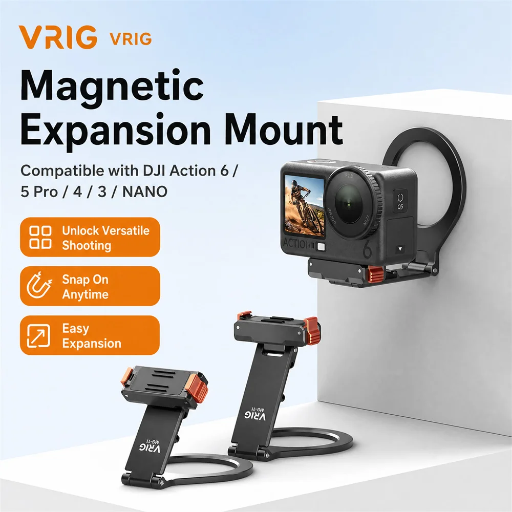 �y�Z�[�����zVRIG MG-41 �f���A���T�C�h���C�J�����X�^���h DJI Osmo Action 6/5/4 /Nano�p �g���}�E���g �}�O�l�b�g���X�}�z�z���_�[ Vlog�B�e�p