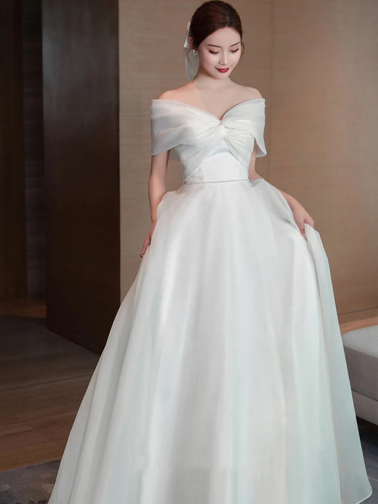 

Ele One-oulder White Wedding Dr 2026 New Simple High-End Forest System Super Fairy Outing Dr Bridal Gown