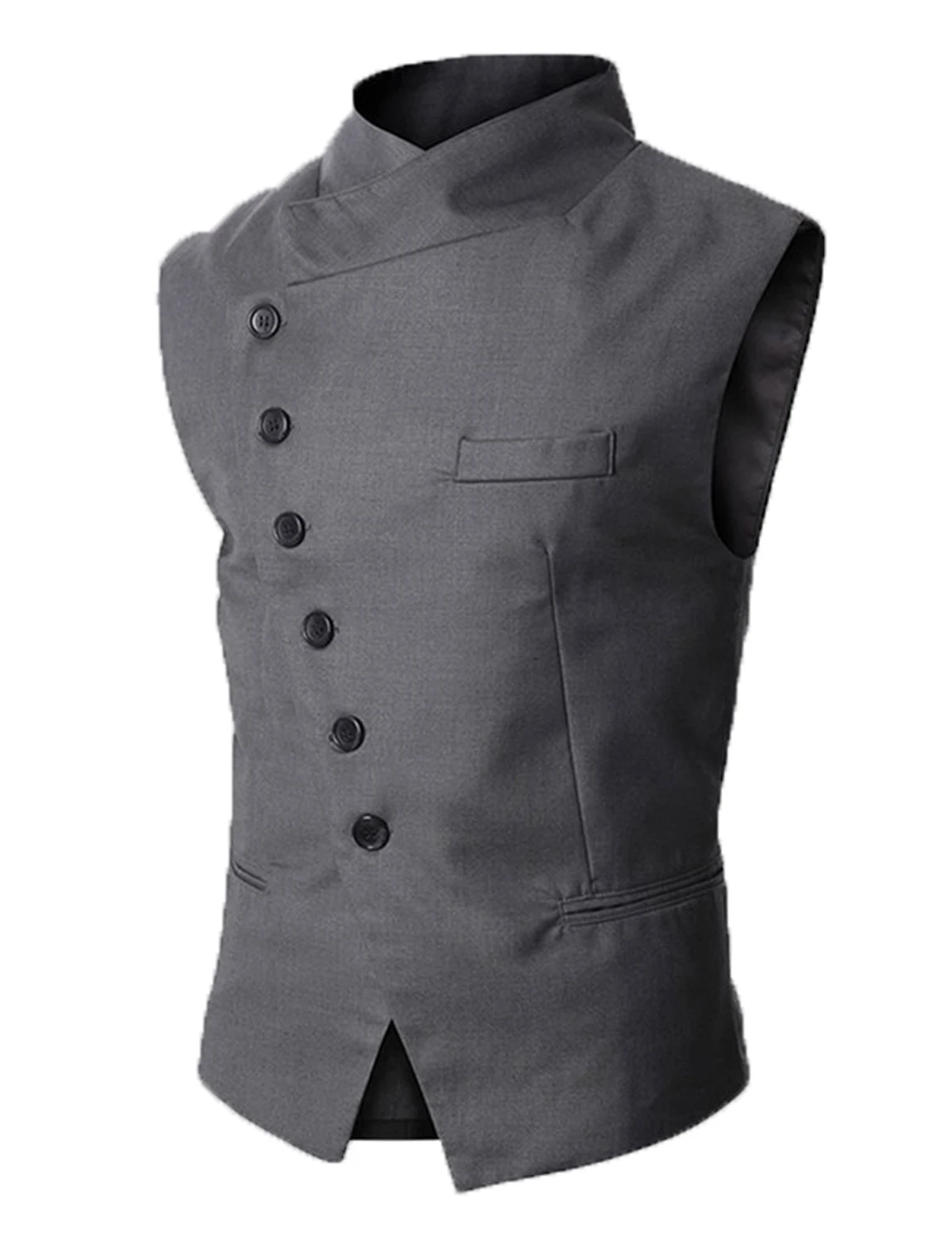 Gilet da uomo con colletto rialzato autunno senza maniche gilet Steampunk pronto da indossare